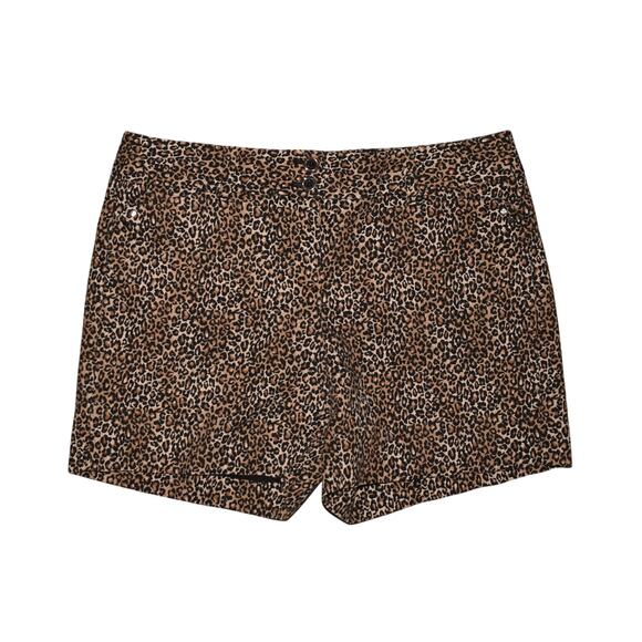 WHITE HOUSE‎ BLACK MARKET $58 Brown Black Leopard Print Shorts Size 2 - Picture 1 of 3